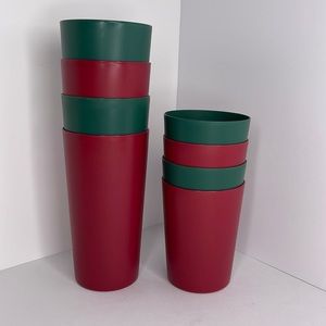 MainStays 8 Pack Green& Red Tumbler Sets. ( 4 x 26oz & 4 x 18oz )